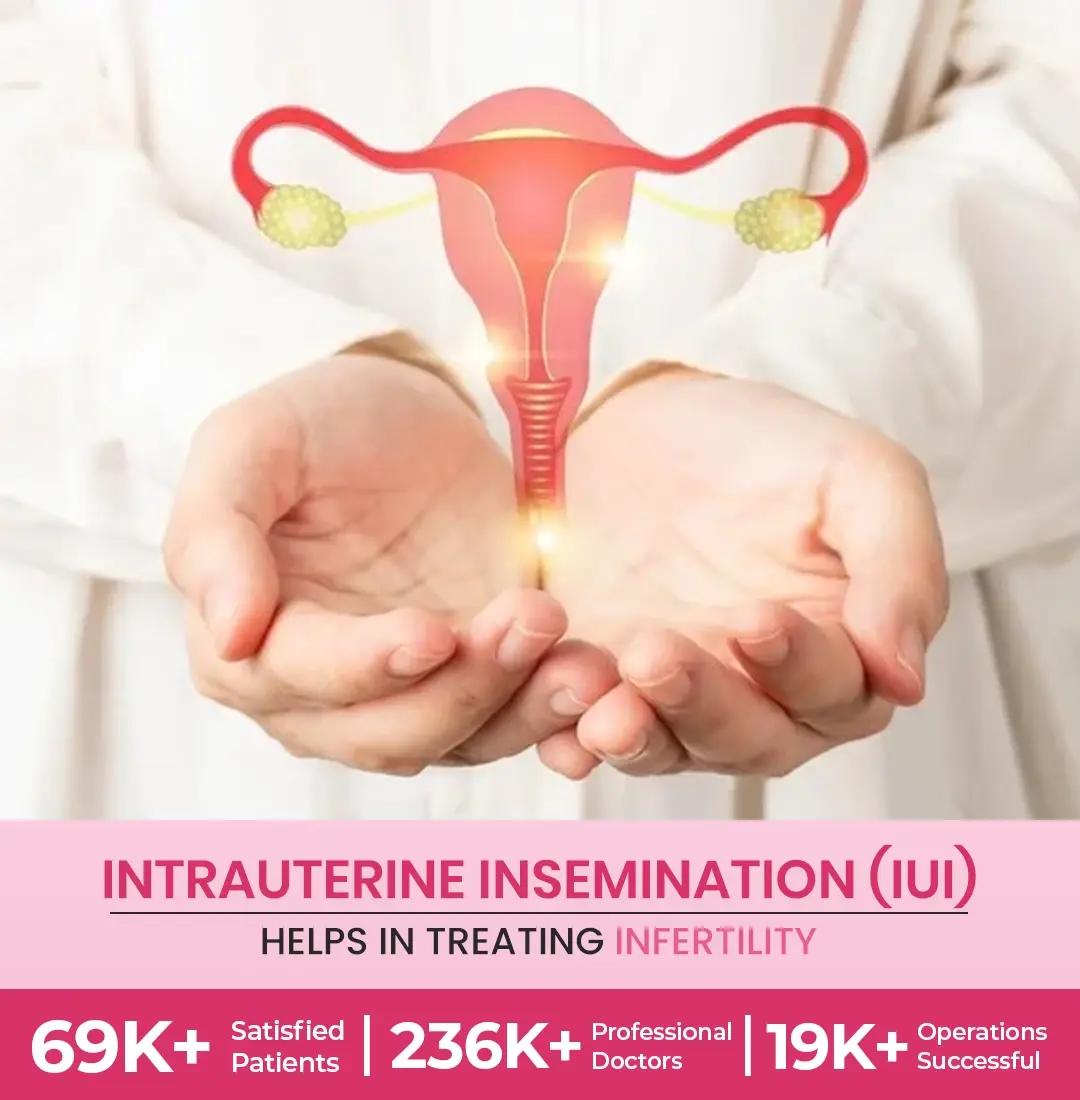 IUI Procedure with text "IUI (Intrauterine Insemination) Treatment" - Mobile Banner Image